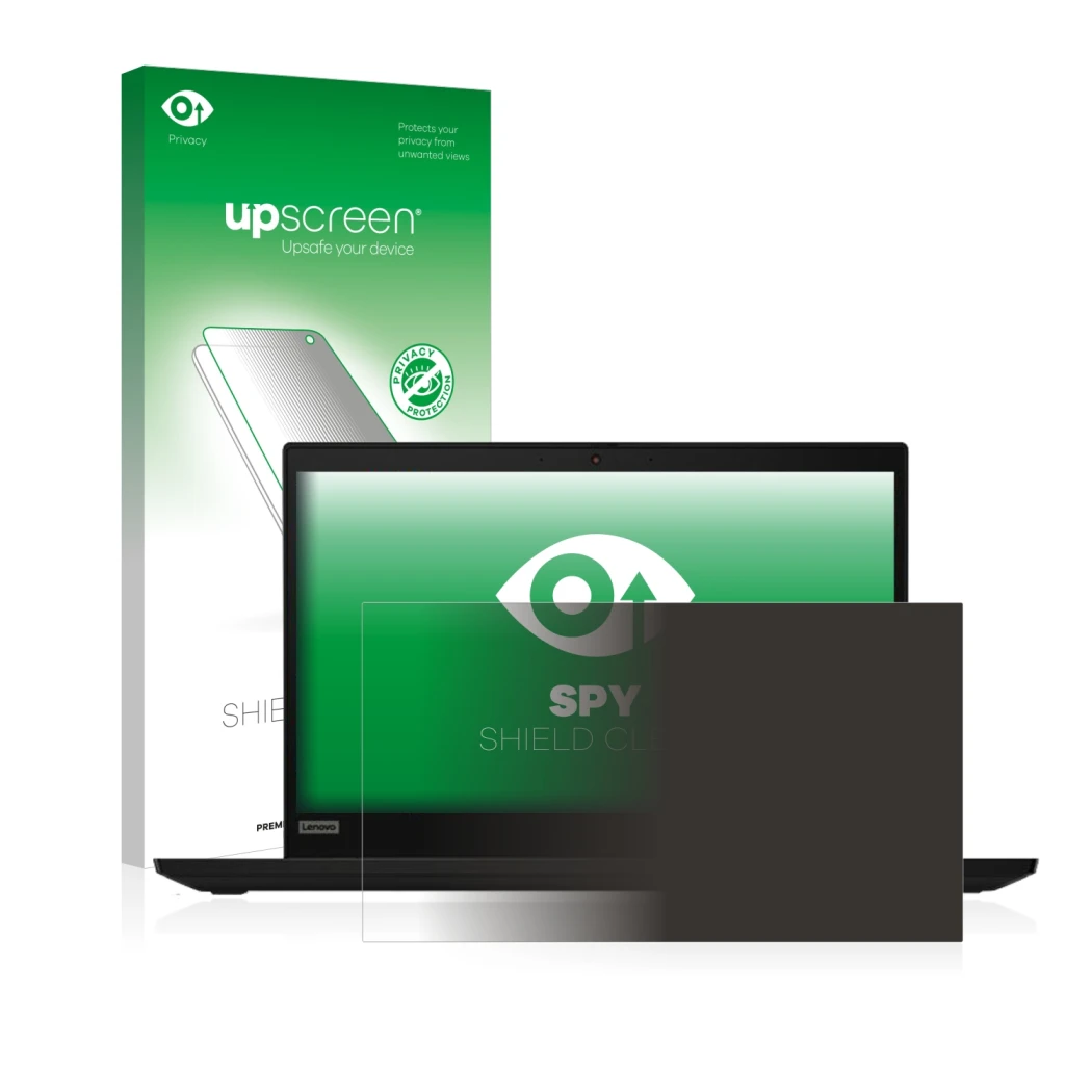 Parte frontale di una confezione del prodotto con il logo del marchio upscreen. Accanto è raffigurato il dispositivo Lenovo Th