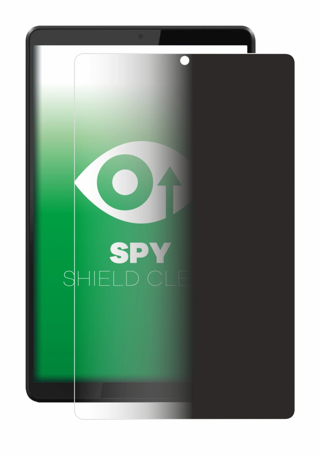 Immagine del dispositivo Lenovo Tab M8 con un'ampia varietà di protezioni per lo schermo.