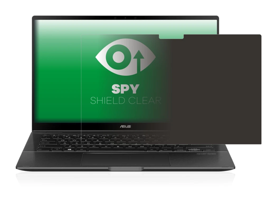 Immagine del dispositivo ASUS ZenBook Flip 14 UX463FA con un'ampia varietà di protezioni per lo schermo.