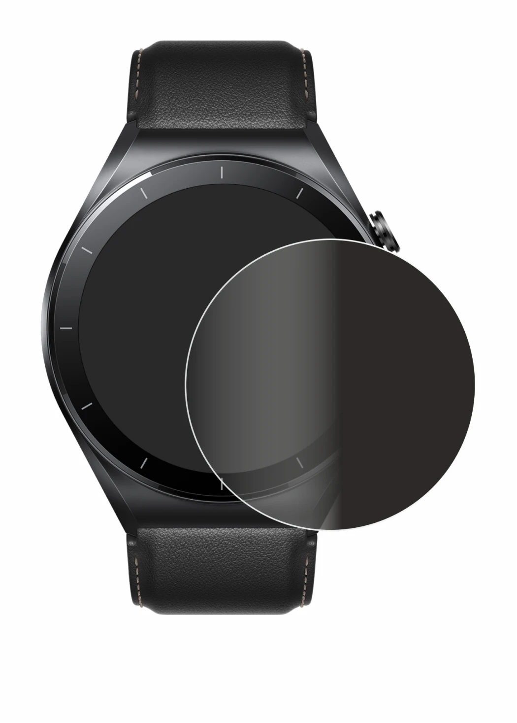 Immagine del dispositivo Xiaomi Watch S1 con un'ampia varietà di protezioni per lo schermo.