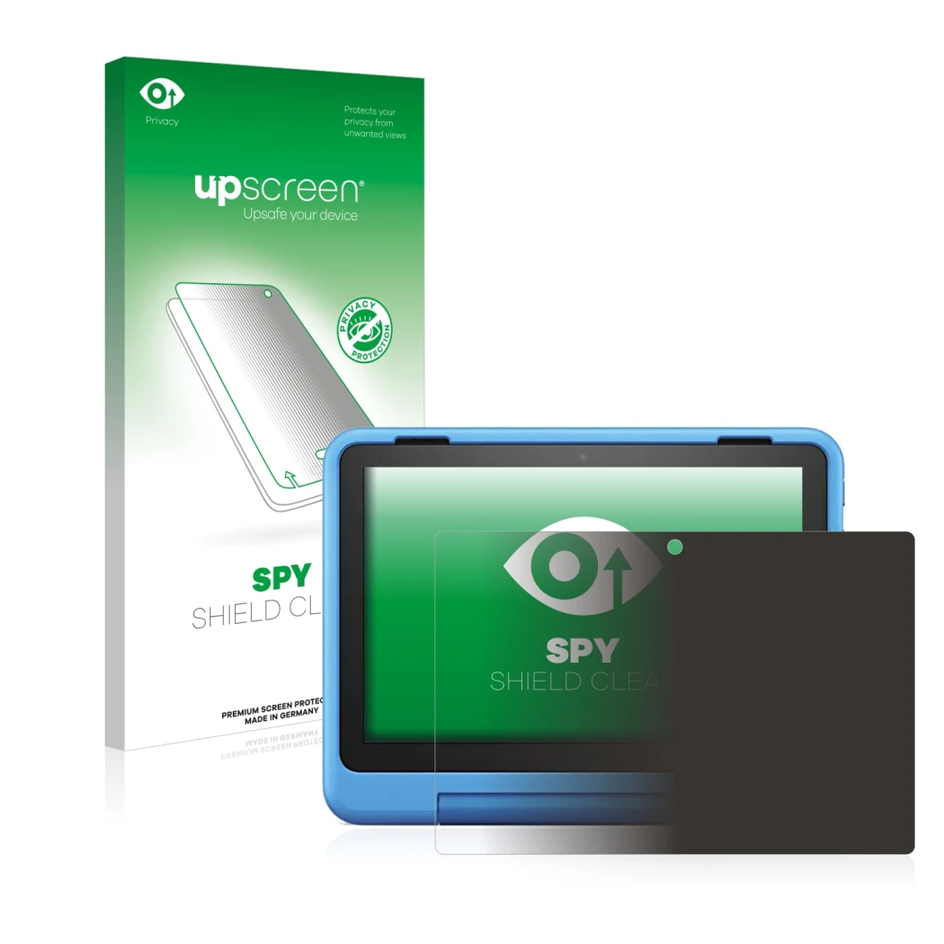 Parte frontale di una confezione del prodotto con il logo del marchio upscreen. Accanto è raffigurato il dispositivo Amazon Fi