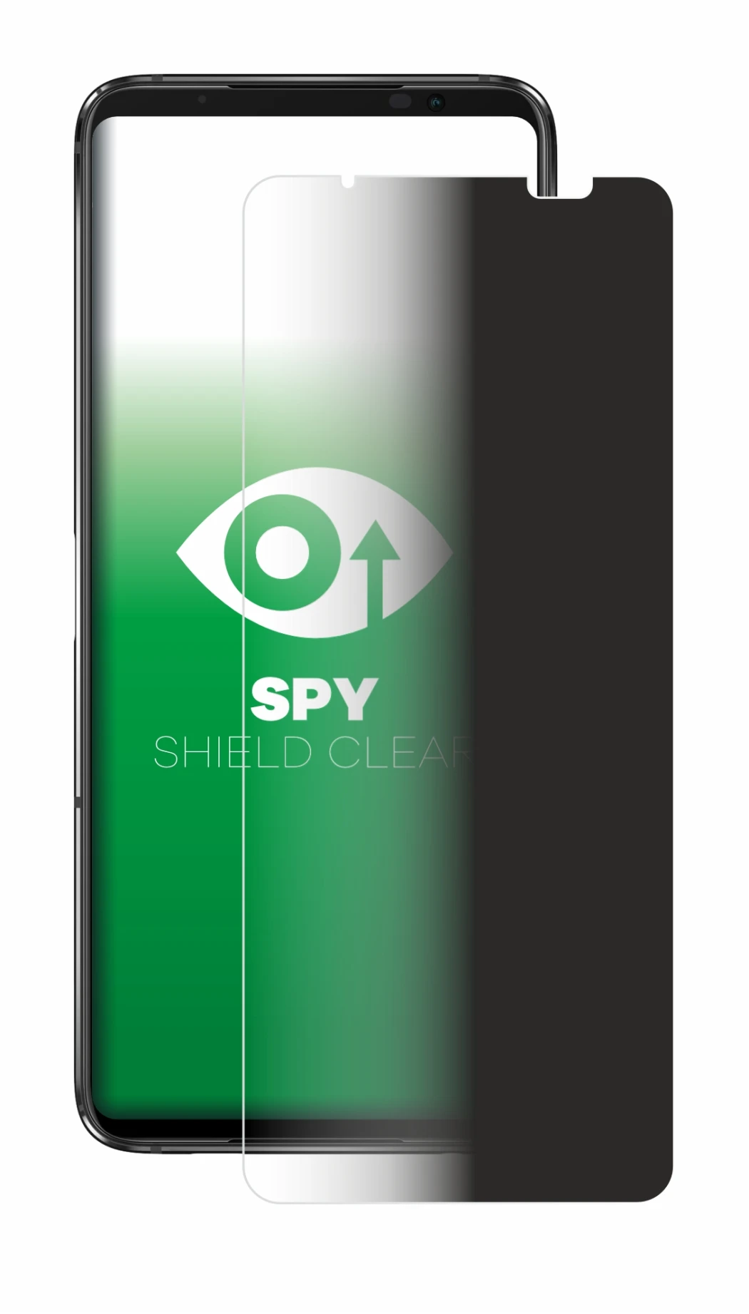 Immagine del dispositivo ASUS ROG Phone 7 Ultimate con un'ampia varietà di protezioni per lo schermo.