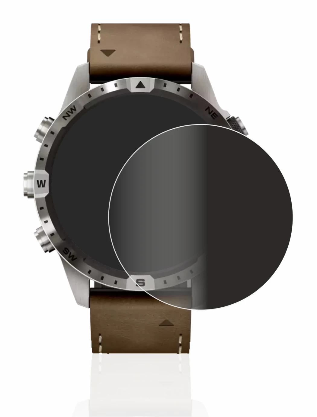 Immagine del dispositivo Garmin Marq Adventurer (Gen 2) con un'ampia varietà di protezioni per lo schermo.