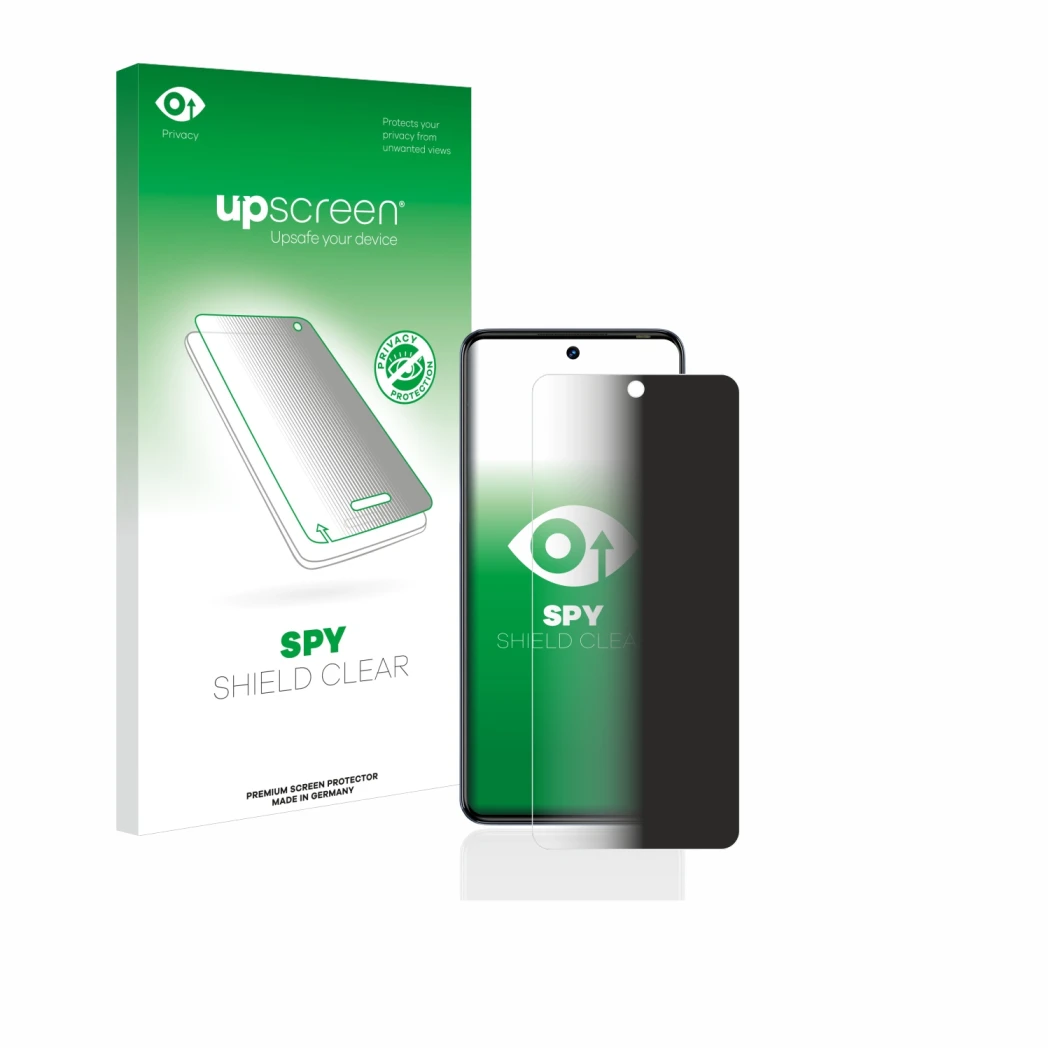 Parte frontale di una confezione del prodotto con il logo del marchio upscreen. Accanto è raffigurato il dispositivo Tecno Cam