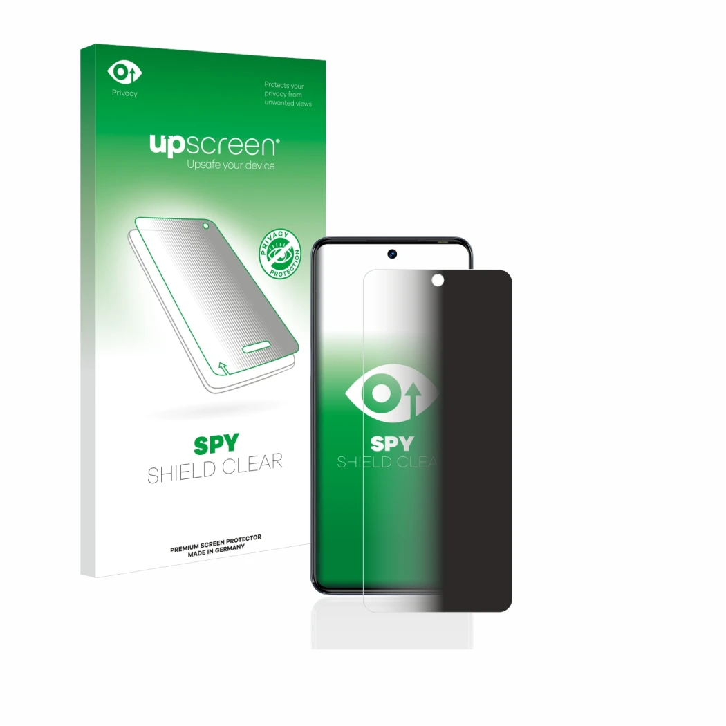 Parte frontale di una confezione del prodotto con il logo del marchio upscreen. Accanto è raffigurato il dispositivo Tecno Cam