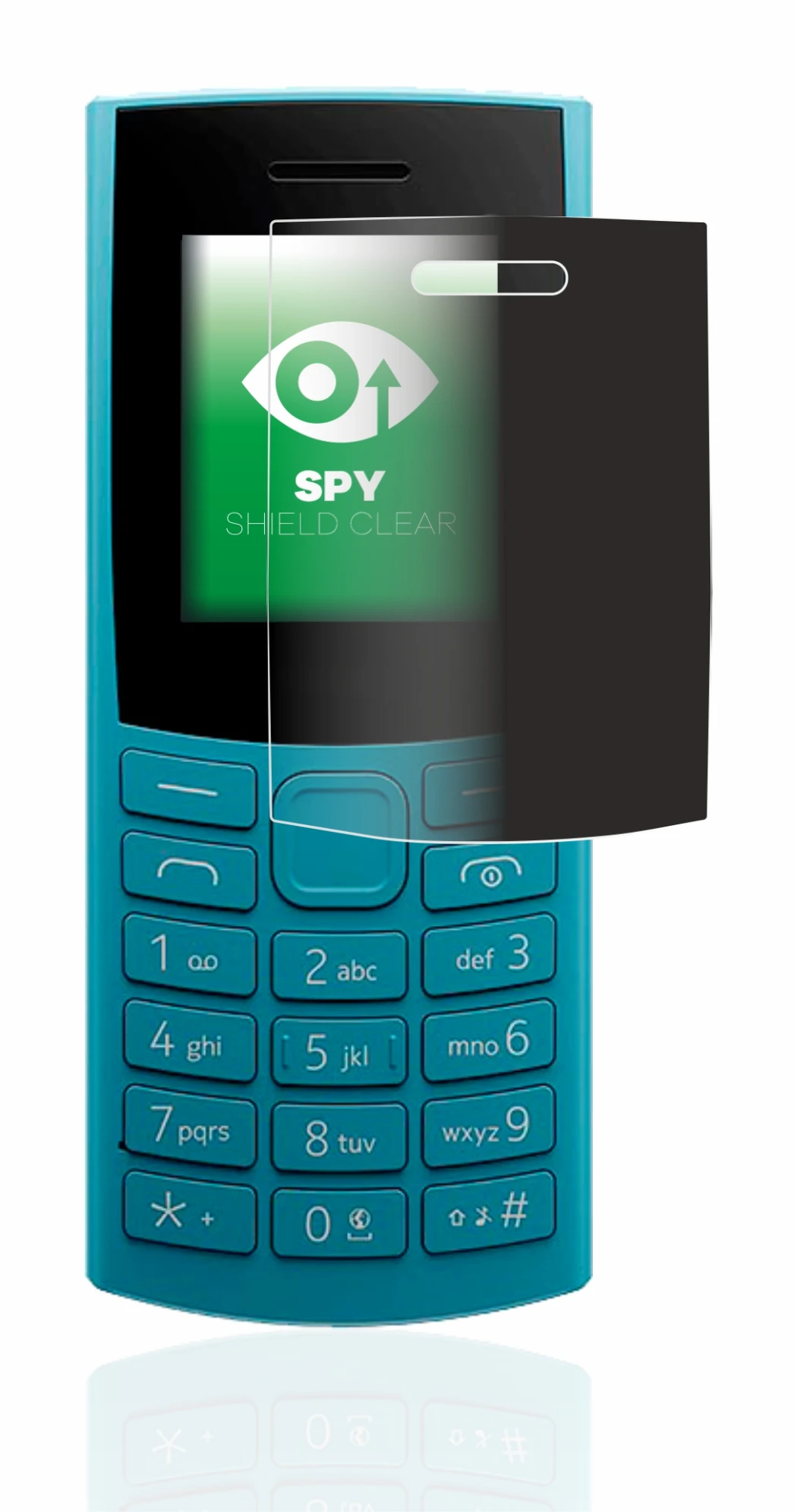 Immagine del dispositivo Nokia 105 4G (2023) con un'ampia varietà di protezioni per lo schermo.