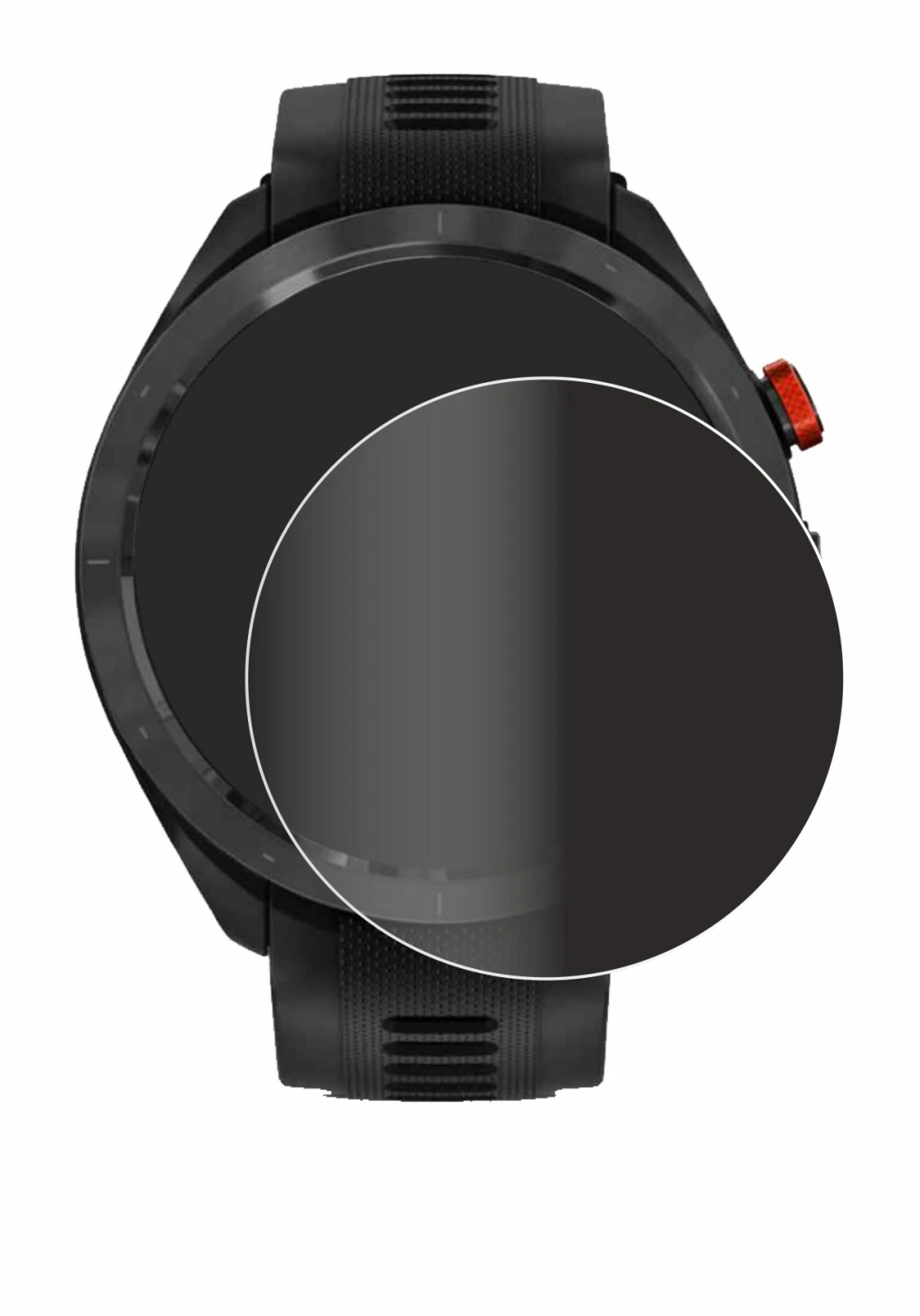 Immagine del dispositivo Garmin Approach S70 (47 mm) con un'ampia varietà di protezioni per lo schermo.