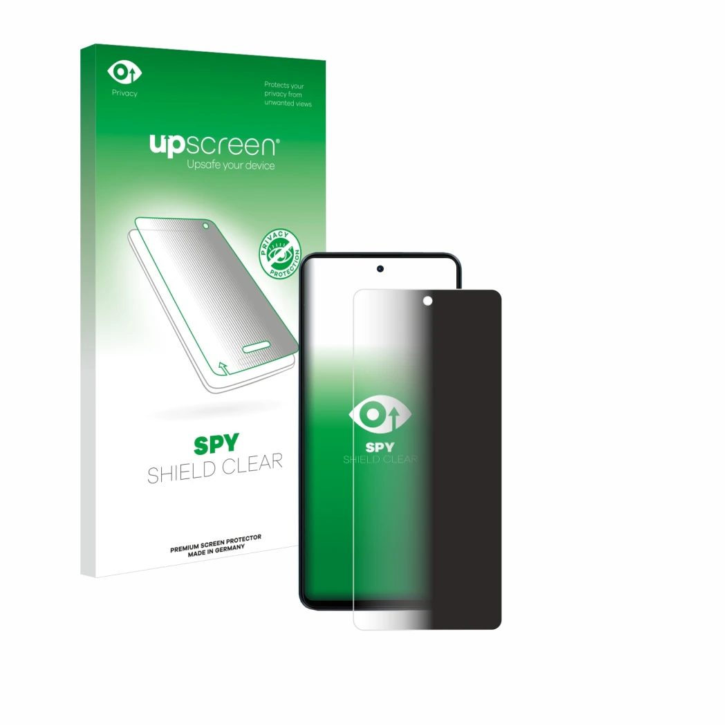 Parte frontale di una confezione del prodotto con il logo del marchio upscreen. Accanto è raffigurato il dispositivo Blackview