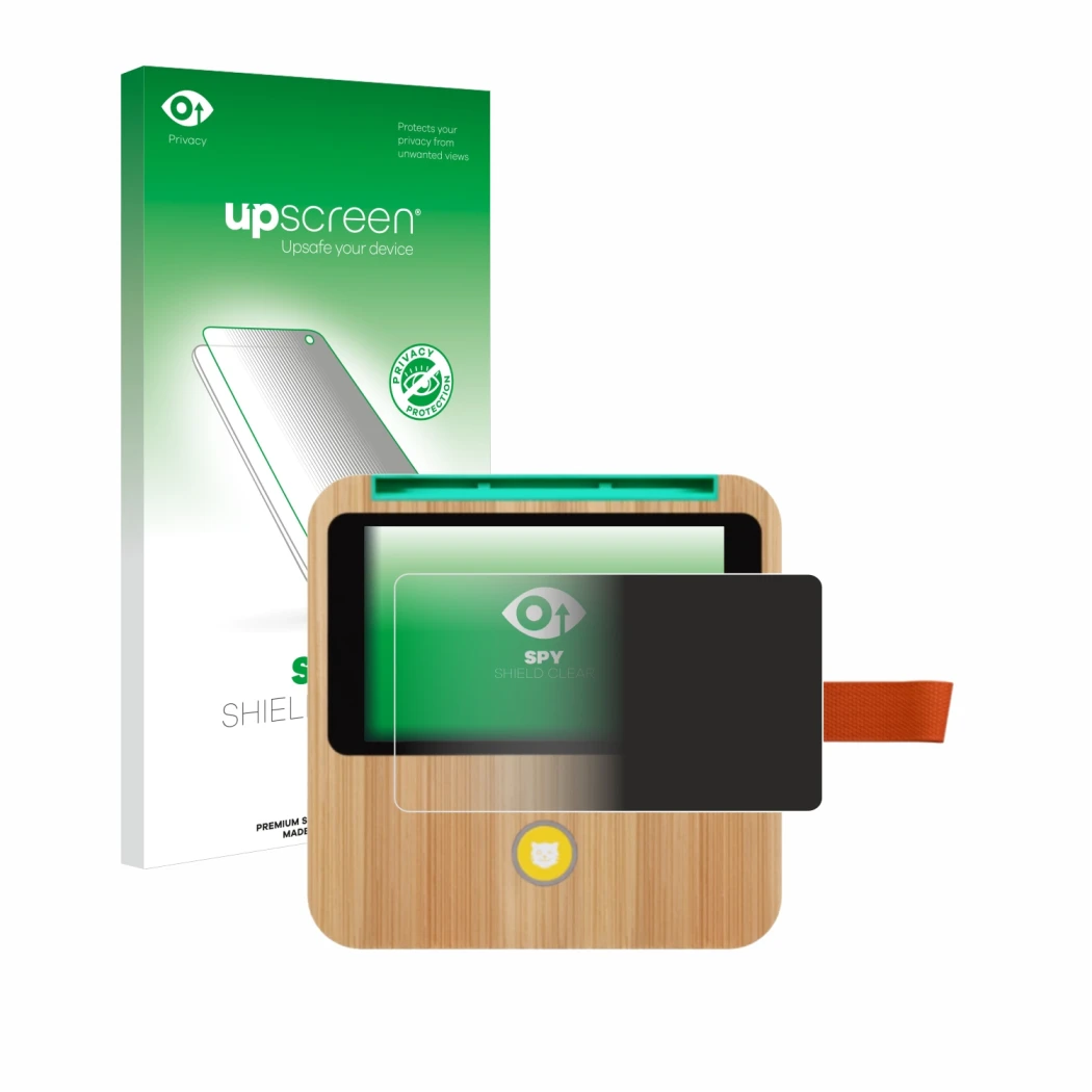Parte frontale di una confezione del prodotto con il logo del marchio upscreen. Accanto è raffigurato il dispositivo tigerbox 
