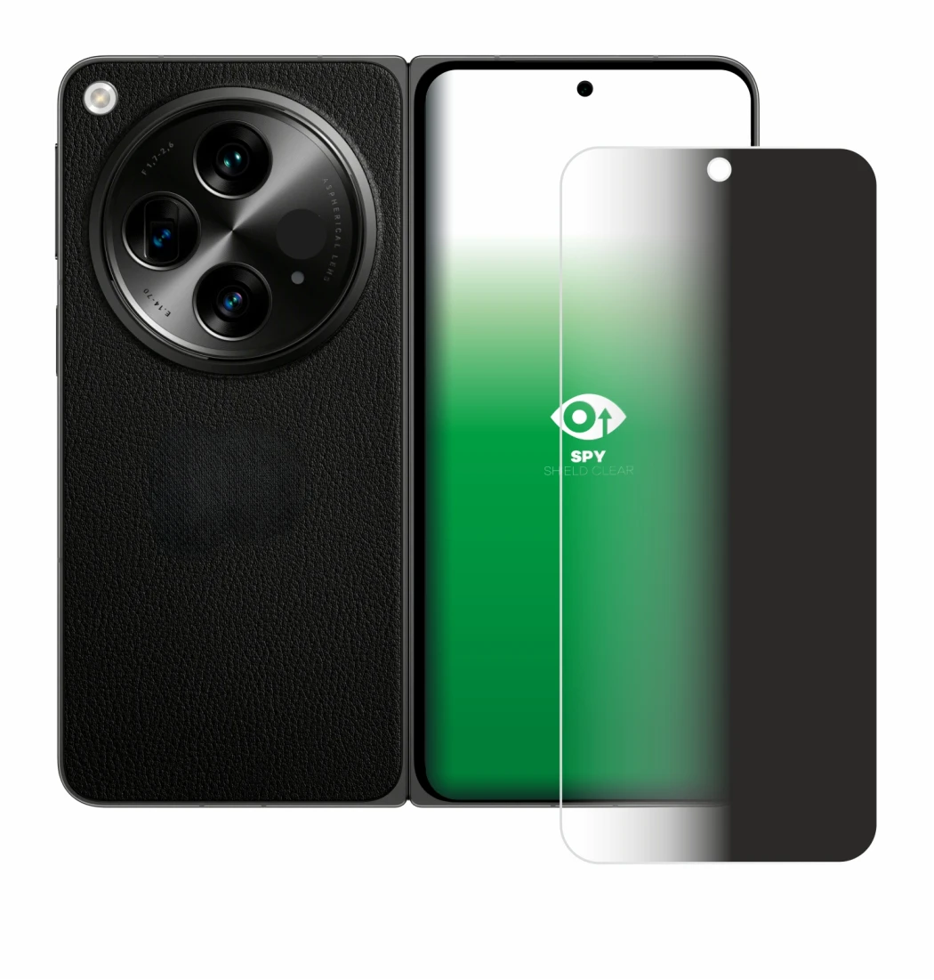 Immagine del dispositivo OnePlus Open (case-friendly) con un'ampia varietà di protezioni per lo schermo.