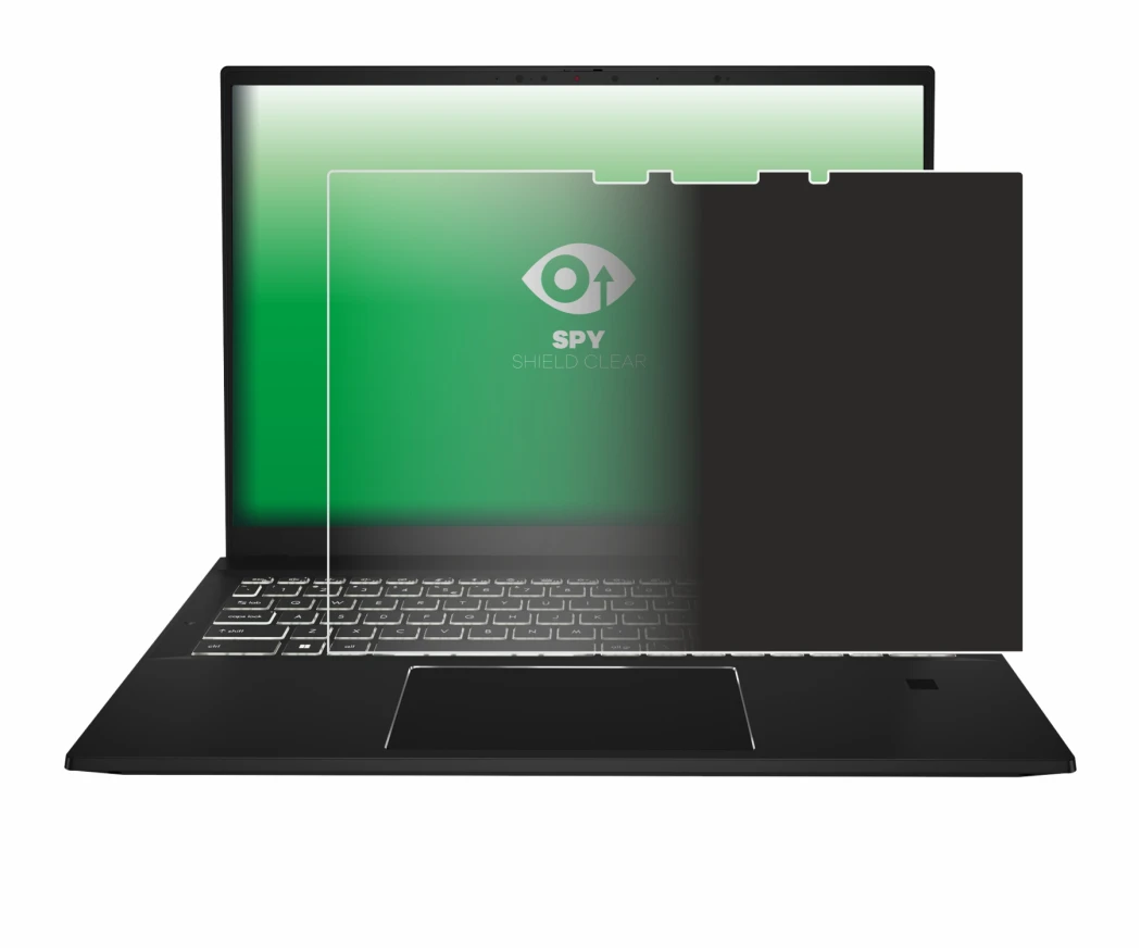 Immagine del dispositivo MSI Summit E16 AI Studio con un'ampia varietà di protezioni per lo schermo.