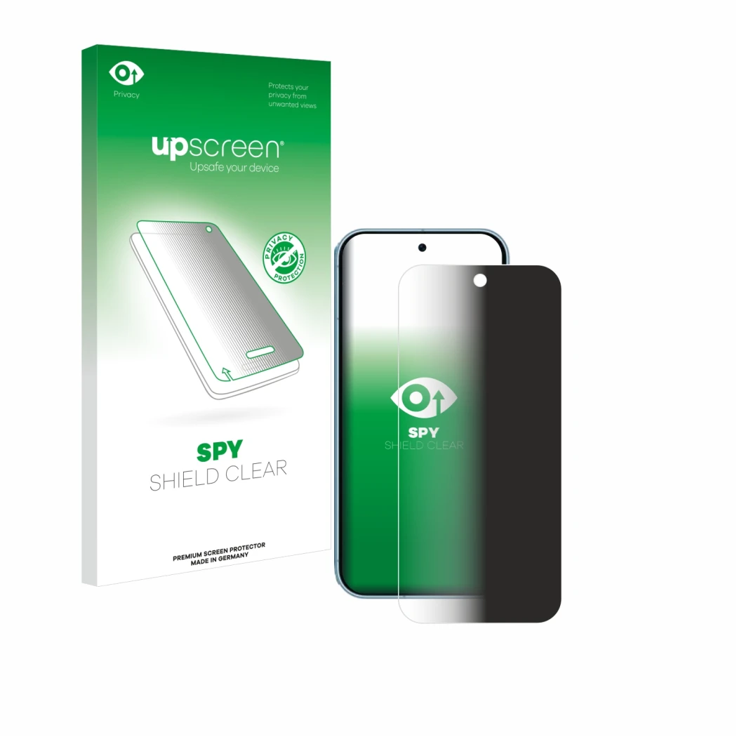 Parte frontale di una confezione del prodotto con il logo del marchio upscreen. Accanto è raffigurato il dispositivo Google Pi