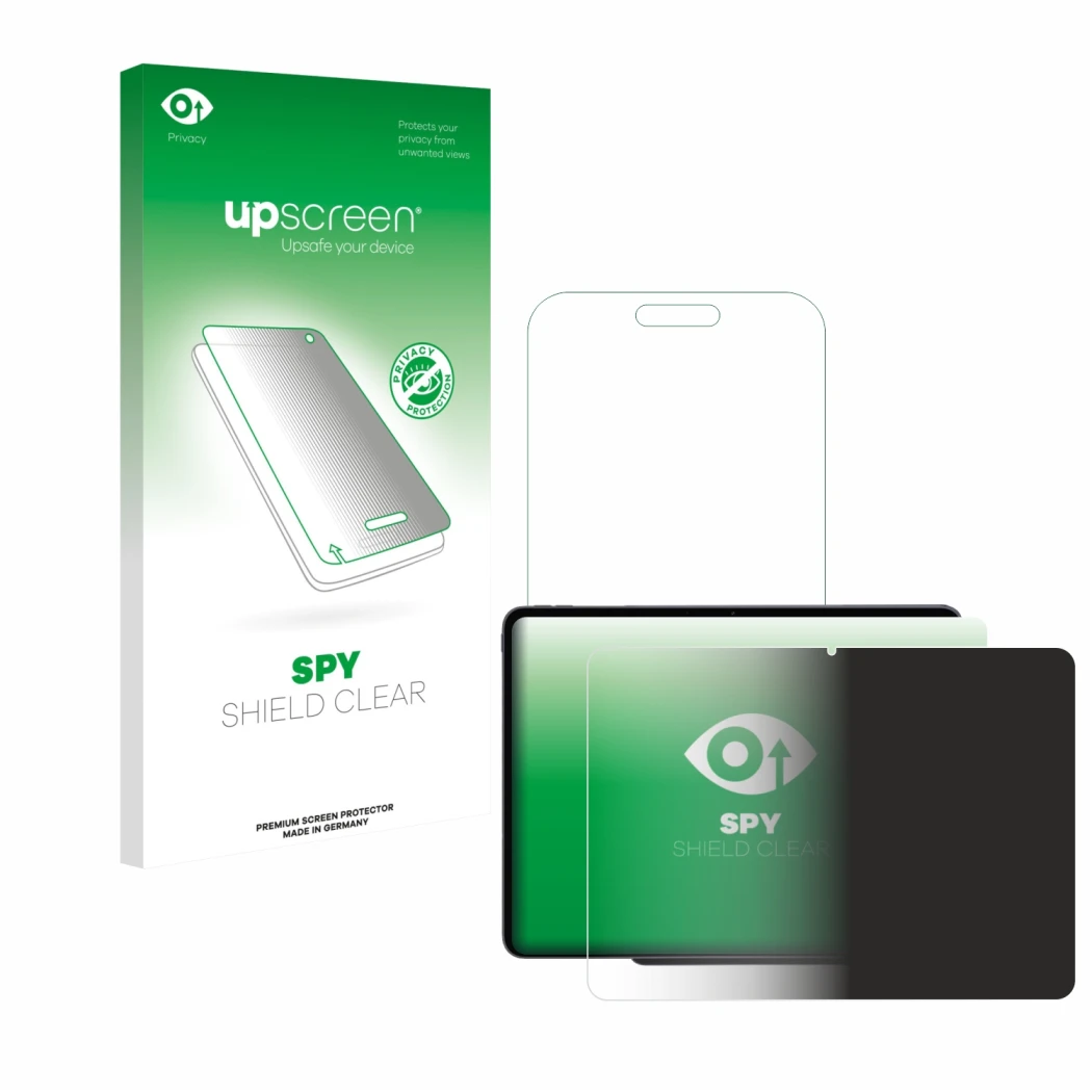 Parte frontale di una confezione del prodotto con il logo del marchio upscreen. Accanto è raffigurato il dispositivo OnePlus P