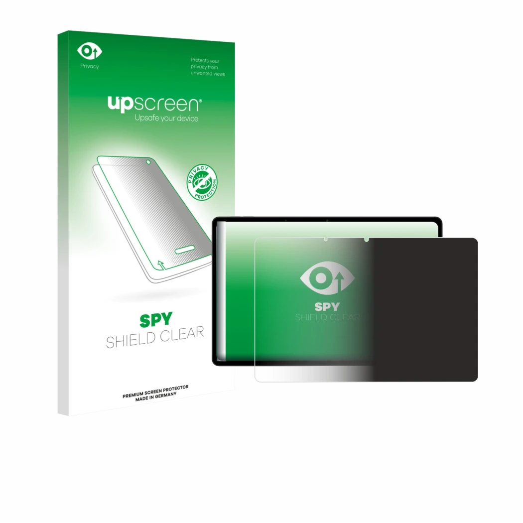 Parte frontale di una confezione del prodotto con il logo del marchio upscreen. Accanto è raffigurato il dispositivo Oppo Pad