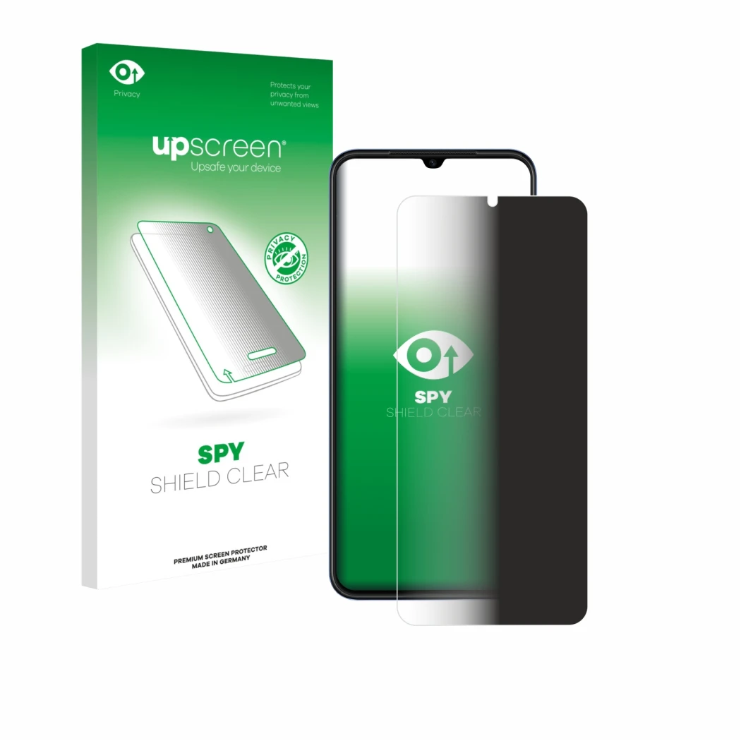 Parte frontale di una confezione del prodotto con il logo del marchio upscreen. Accanto è raffigurato il dispositivo Huawei No