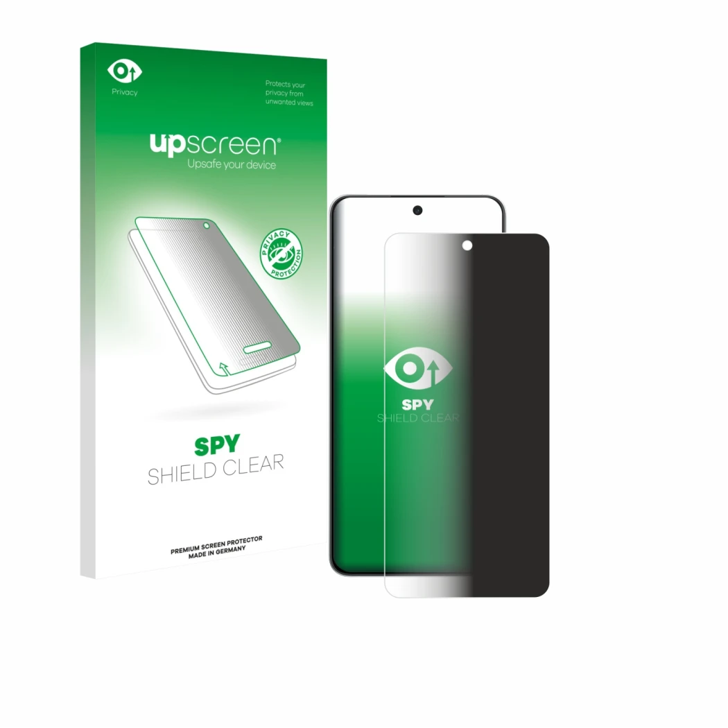 Parte frontale di una confezione del prodotto con il logo del marchio upscreen. Accanto è raffigurato il dispositivo OnePlus N