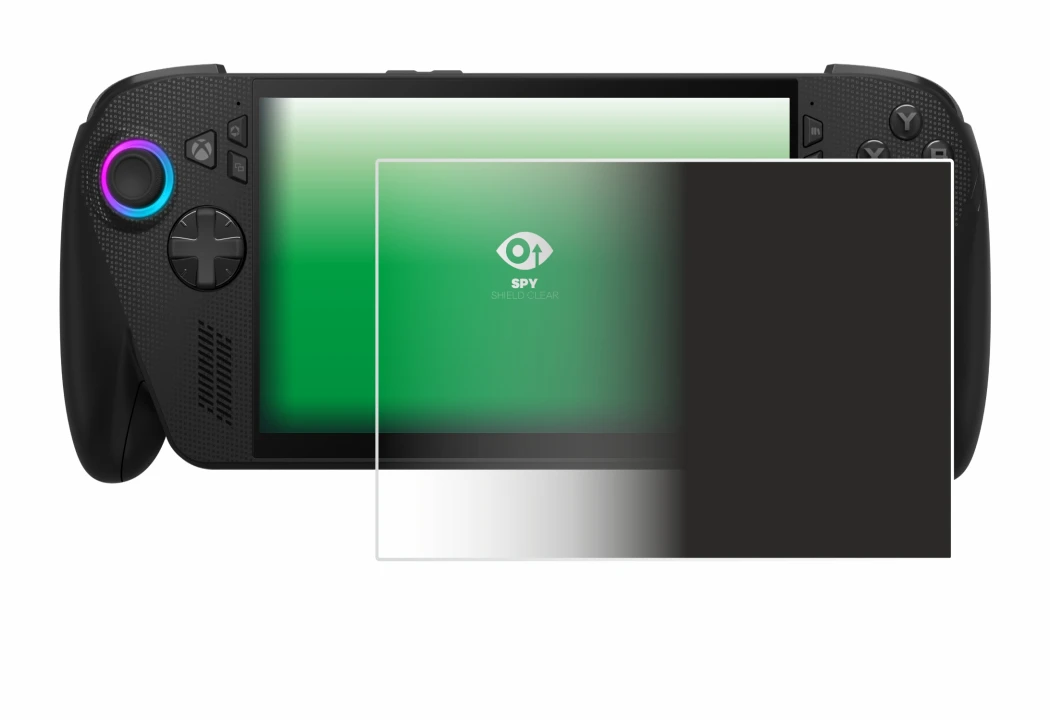 Immagine del dispositivo ASUS ROG Ally X 2025 con un'ampia varietà di protezioni per lo schermo.