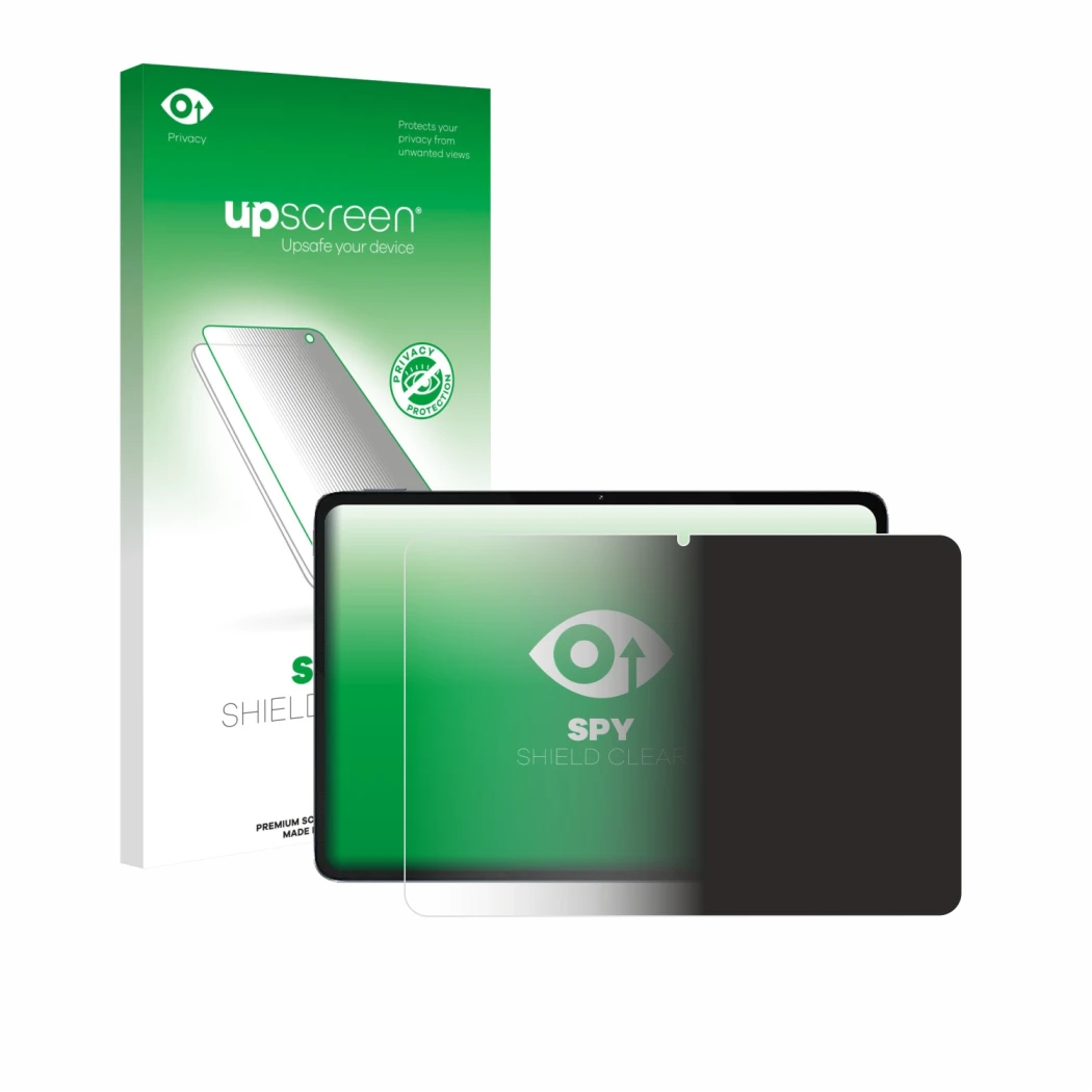 Parte frontale di una confezione del prodotto con il logo del marchio upscreen. Accanto è raffigurato il dispositivo Xiaomi Pa