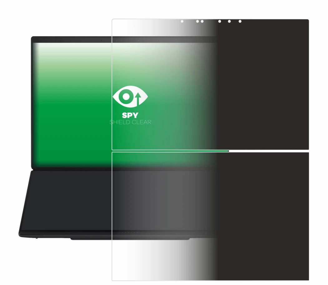 Immagine del dispositivo ASUS ZenBook Duo UX8407 con un'ampia varietà di protezioni per lo schermo.