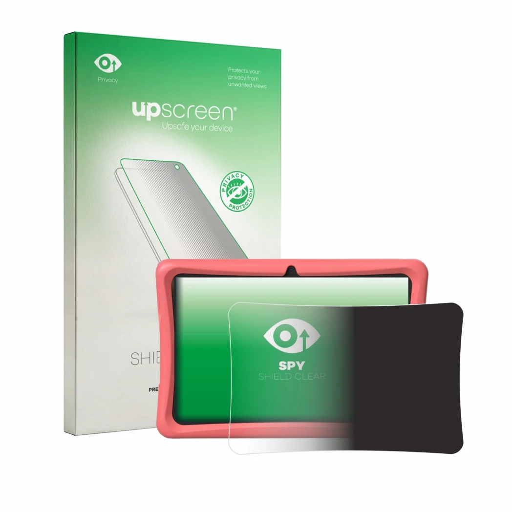 Parte frontale di una confezione del prodotto con il logo del marchio upscreen. Accanto è raffigurato il dispositivo Tabwee K1
