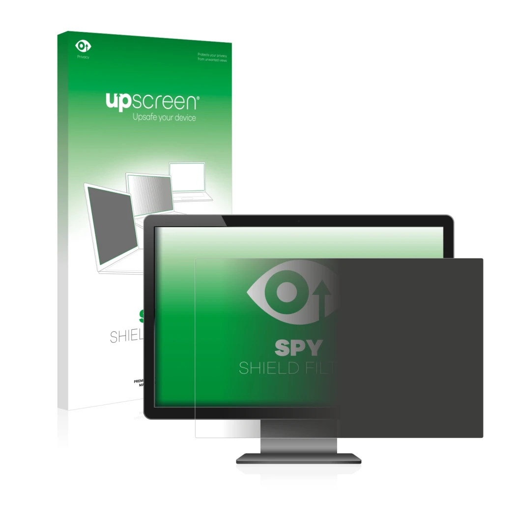 Parte frontale di una confezione del prodotto con il logo del marchio upscreen. Accanto è raffigurato il dispositivo con la re