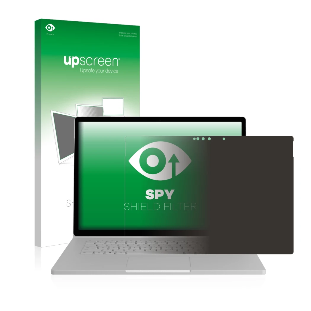 Parte frontale di una confezione del prodotto con il logo del marchio upscreen. Accanto è raffigurato il dispositivo Microsoft