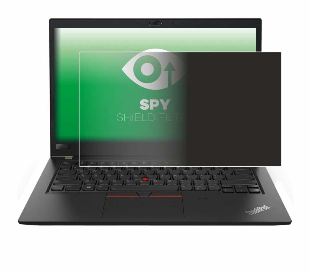 Immagine del dispositivo Lenovo ThinkPad T480s con un'ampia varietà di protezioni per lo schermo.