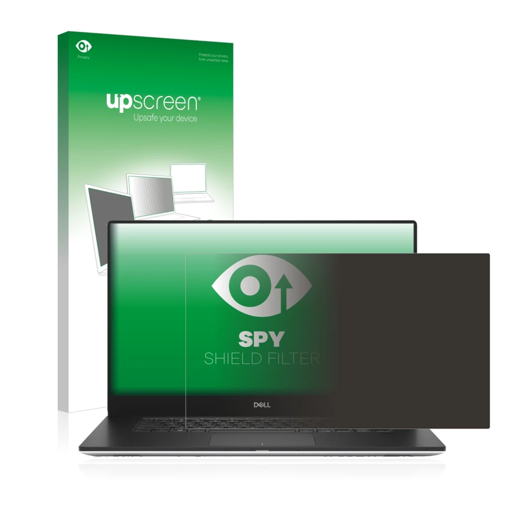 Parte frontale di una confezione del prodotto con il logo del marchio upscreen. Accanto è raffigurato il dispositivo Dell Prec
