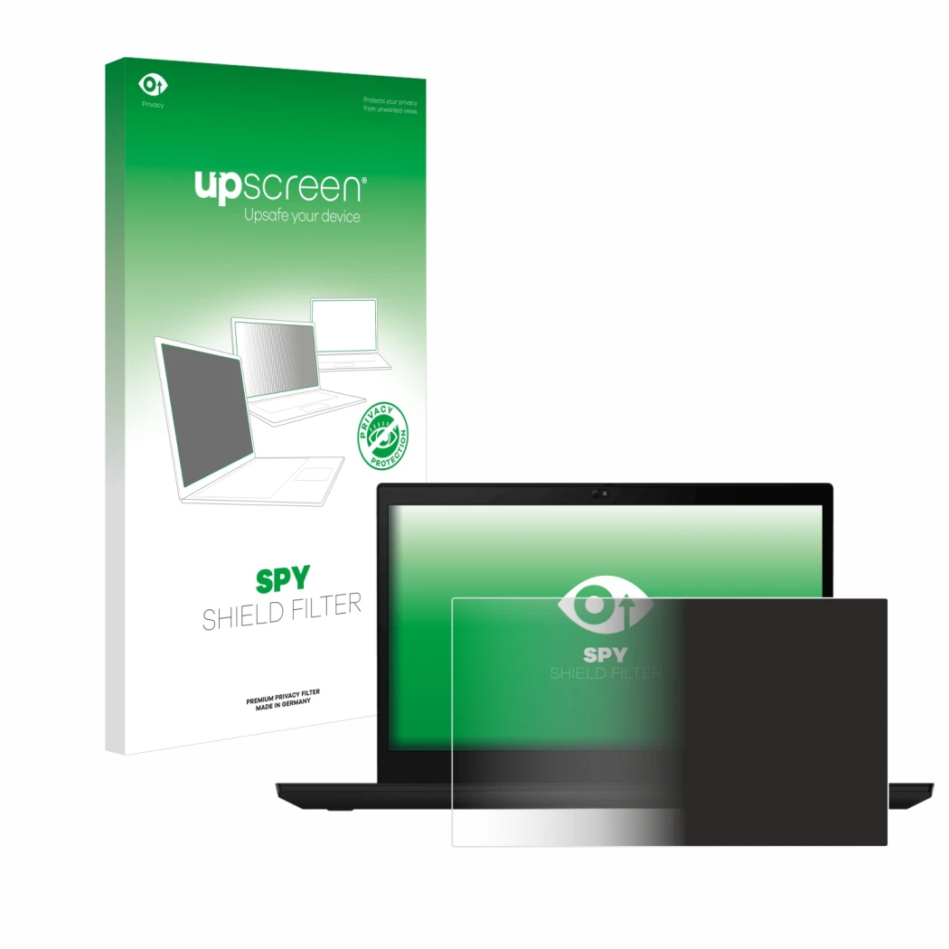 Parte frontale di una confezione del prodotto con il logo del marchio upscreen. Accanto è raffigurato il dispositivo Lenovo Th