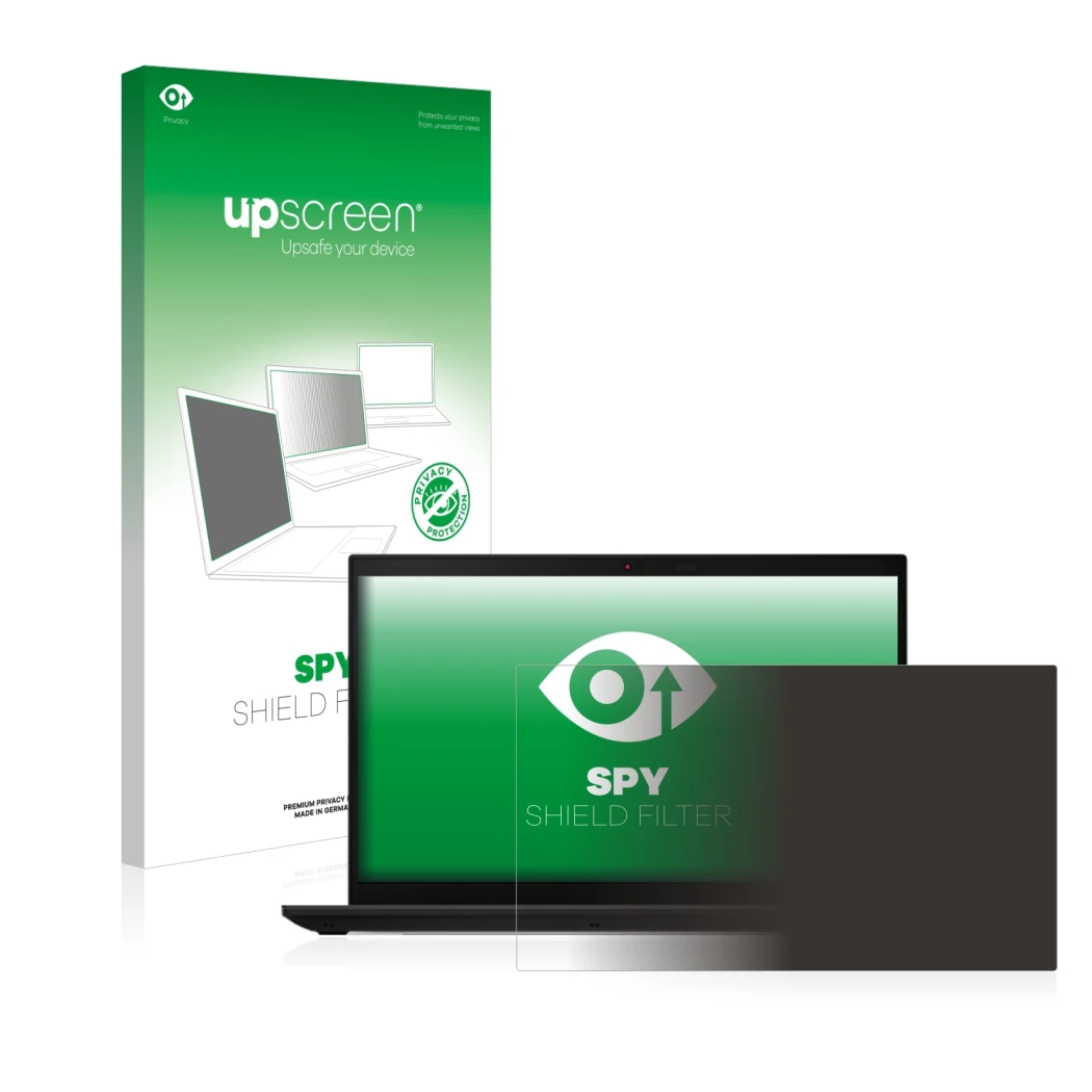 Parte frontale di una confezione del prodotto con il logo del marchio upscreen. Accanto è raffigurato il dispositivo Lenovo Th