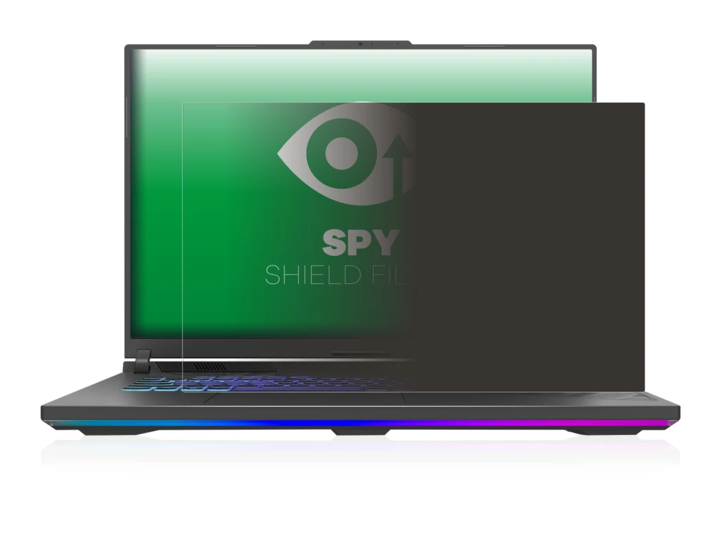 Immagine del dispositivo ASUS ROG Strix G18 G814 2023 con un'ampia varietà di protezioni per lo schermo.