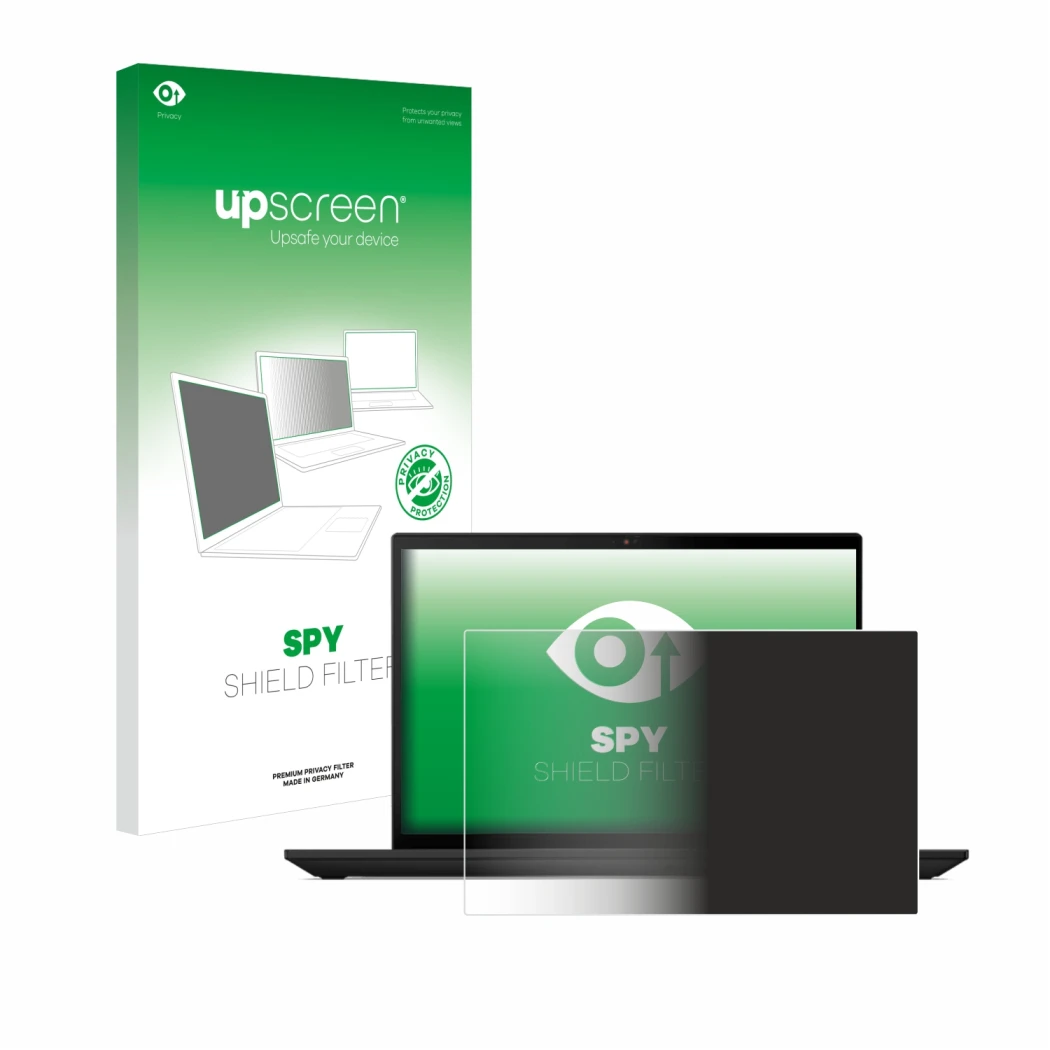 Parte frontale di una confezione del prodotto con il logo del marchio upscreen. Accanto è raffigurato il dispositivo Lenovo Th