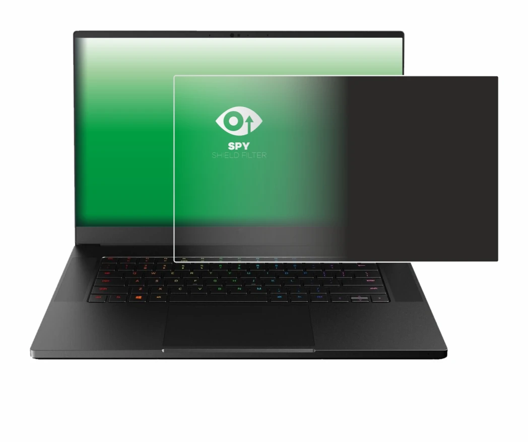 Immagine del dispositivo Razer Blade 15 Advanced 2021 con un'ampia varietà di protezioni per lo schermo.
