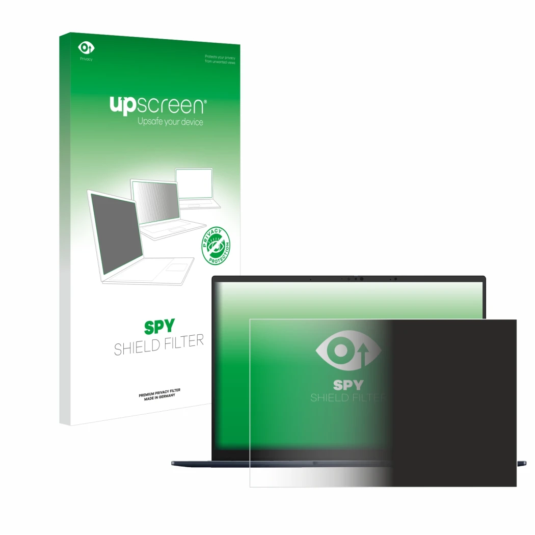 Parte frontale di una confezione del prodotto con il logo del marchio upscreen. Accanto è raffigurato il dispositivo ASUS ZenB