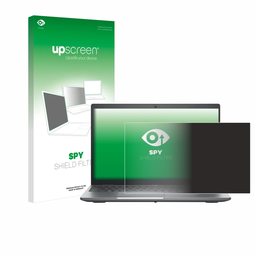 Parte frontale di una confezione del prodotto con il logo del marchio upscreen. Accanto è raffigurato il dispositivo Dell Prec