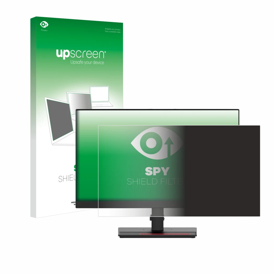 Parte frontale di una confezione del prodotto con il logo del marchio upscreen. Accanto è raffigurato il dispositivo Lenovo Th