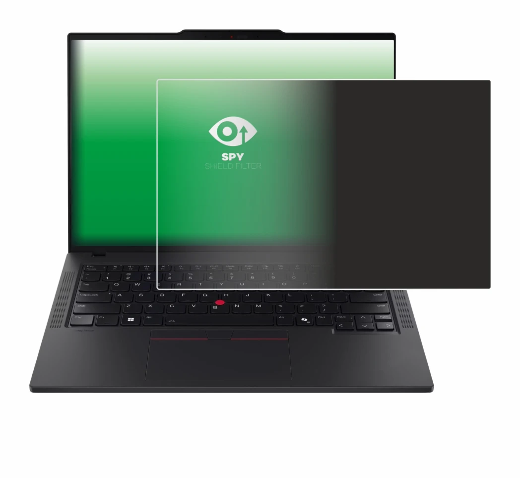 Immagine del dispositivo Lenovo ThinkPad T14 Gen 6 con un'ampia varietà di protezioni per lo schermo.