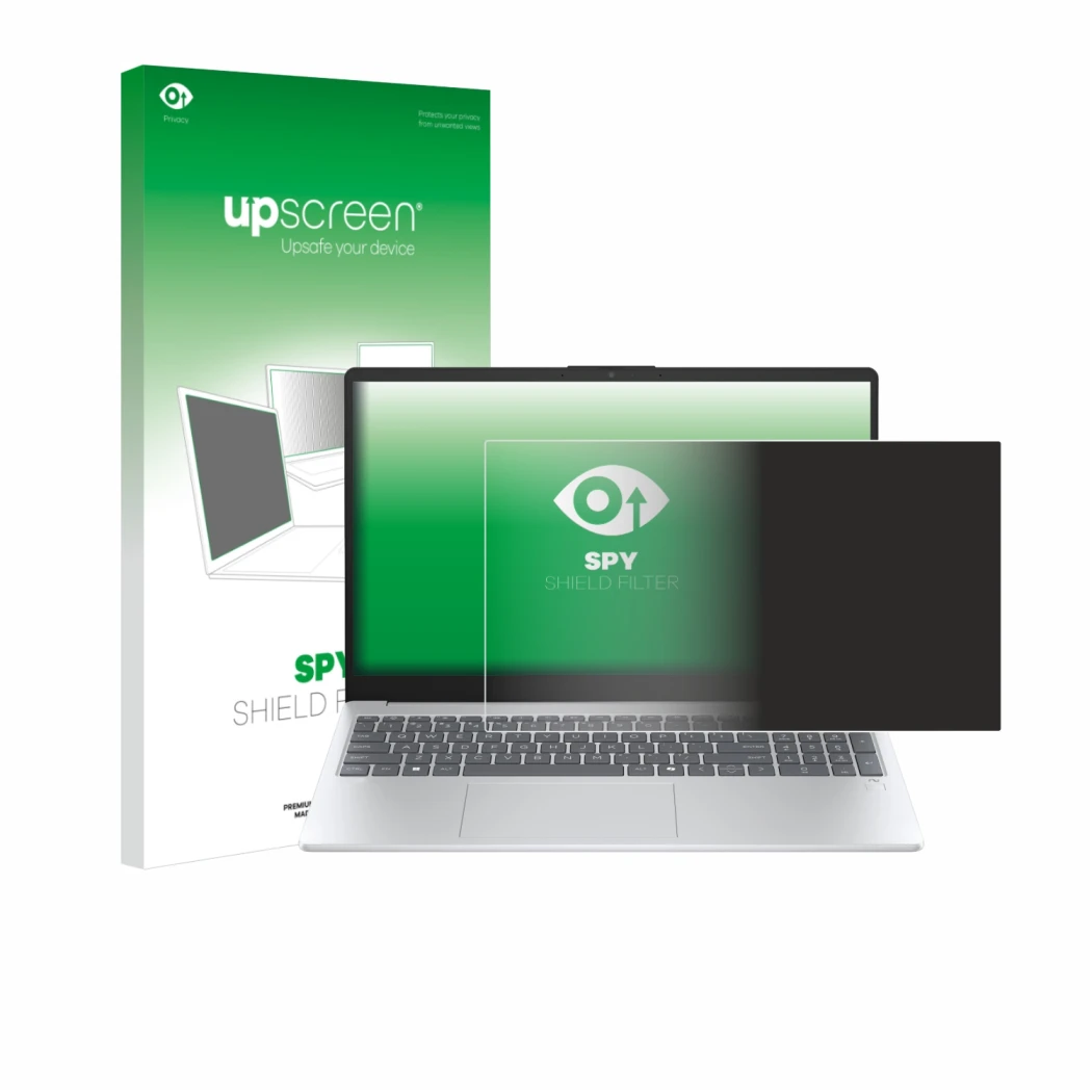 Parte frontale di una confezione del prodotto con il logo del marchio upscreen. Accanto è raffigurato il dispositivo HP OmniBo