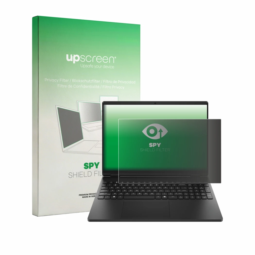 Parte frontale di una confezione del prodotto con il logo del marchio upscreen. Accanto è raffigurato il dispositivo HP HyperX