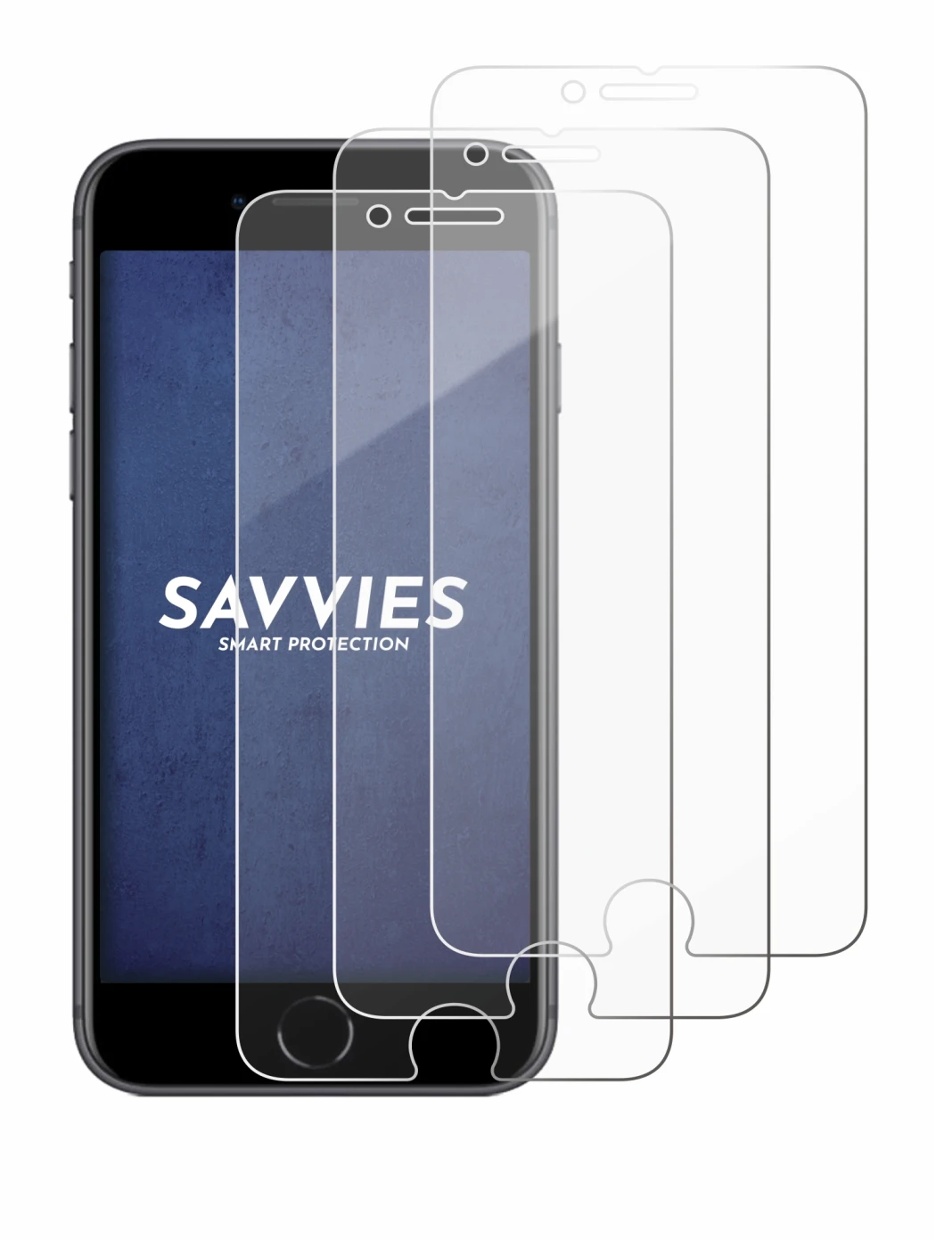 Immagine del dispositivo Apple iPhone 8 con un'ampia varietà di protezioni per lo schermo.