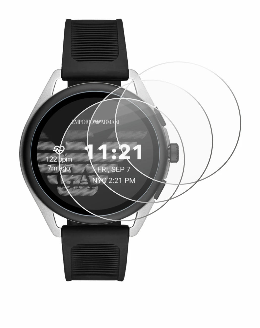 Immagine del dispositivo Emporio Armani Connected Smartwatch 3 con un'ampia varietà di protezioni per lo schermo.