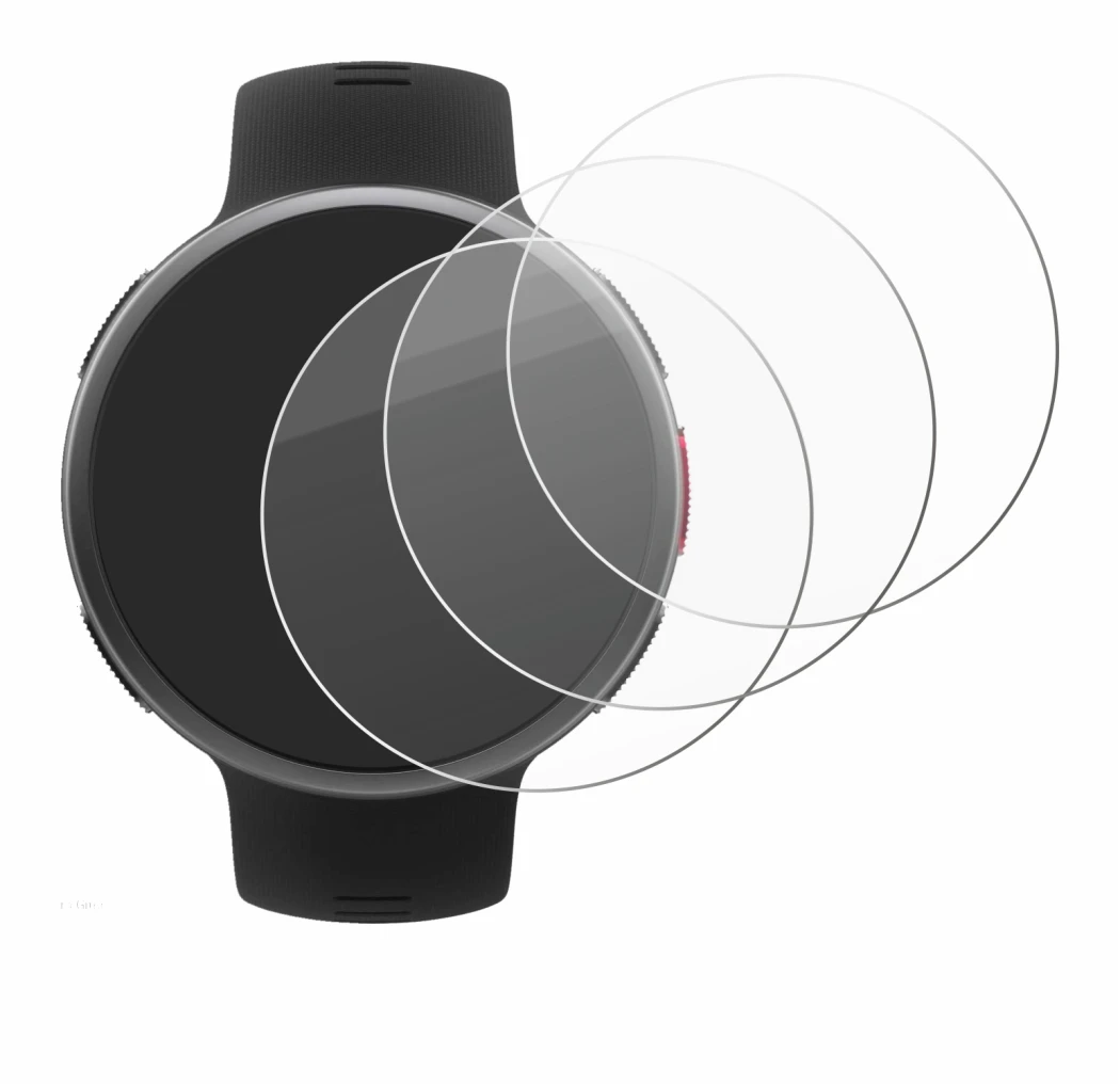 Immagine del dispositivo Polar Vantage V2 con un'ampia varietà di protezioni per lo schermo.