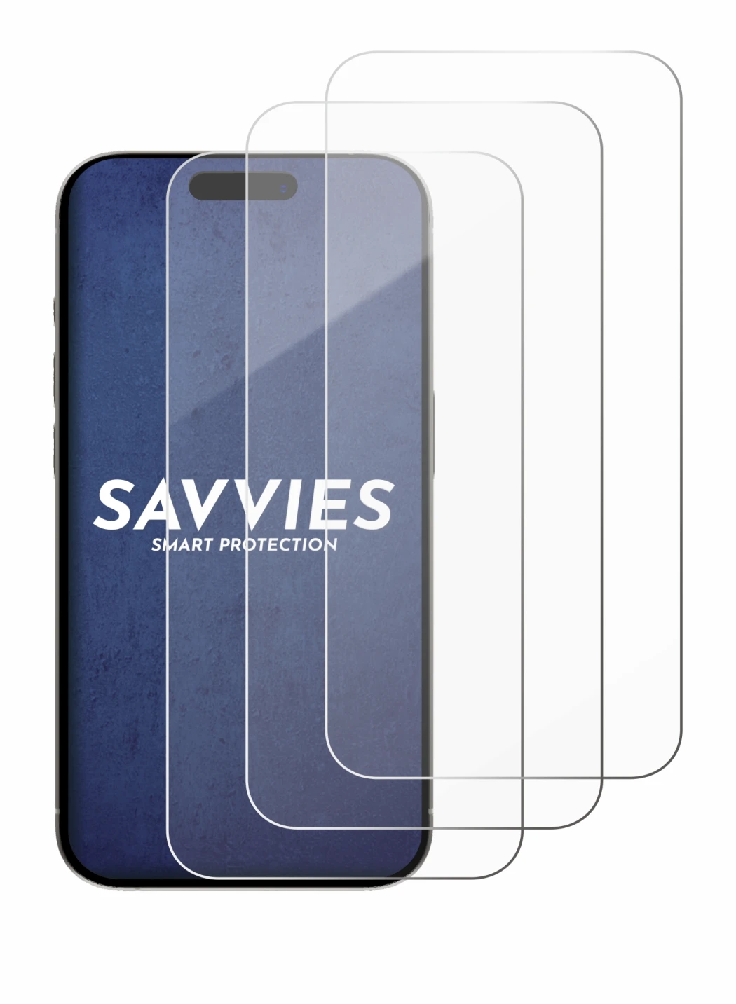 Immagine del dispositivo Apple iPhone 15 Pro con un'ampia varietà di protezioni per lo schermo.