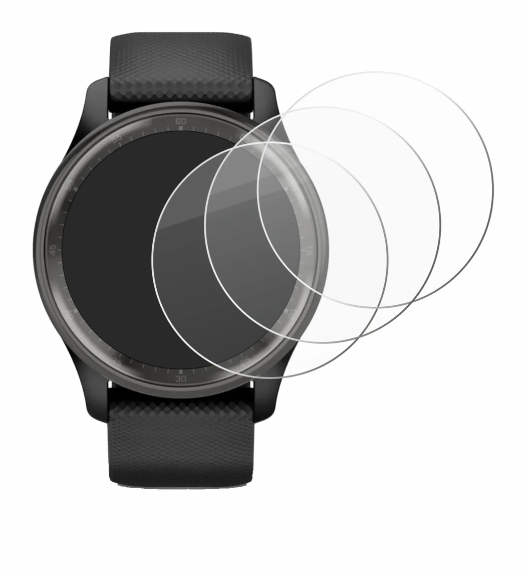 Immagine del dispositivo Garmin Vivomove Trend con un'ampia varietà di protezioni per lo schermo.