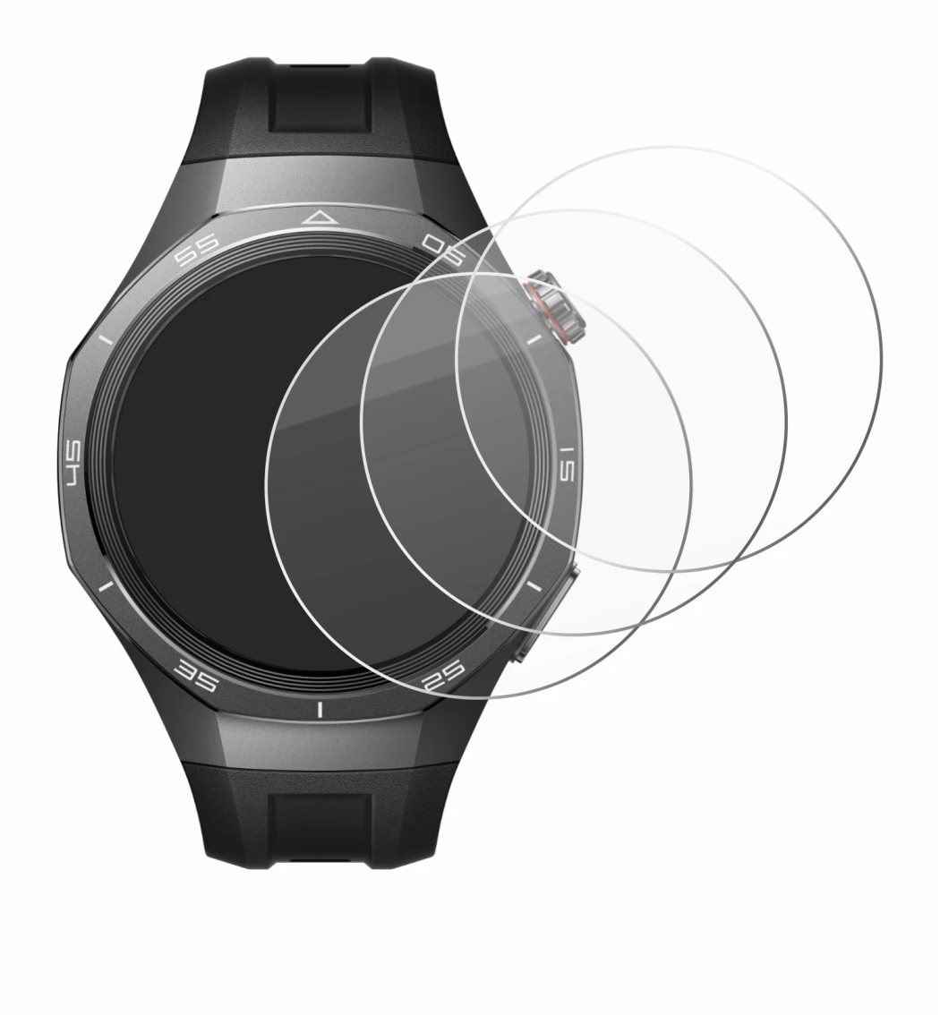 Immagine del dispositivo Huawei Watch GT 5 Pro (46 mm) con un'ampia varietà di protezioni per lo schermo.