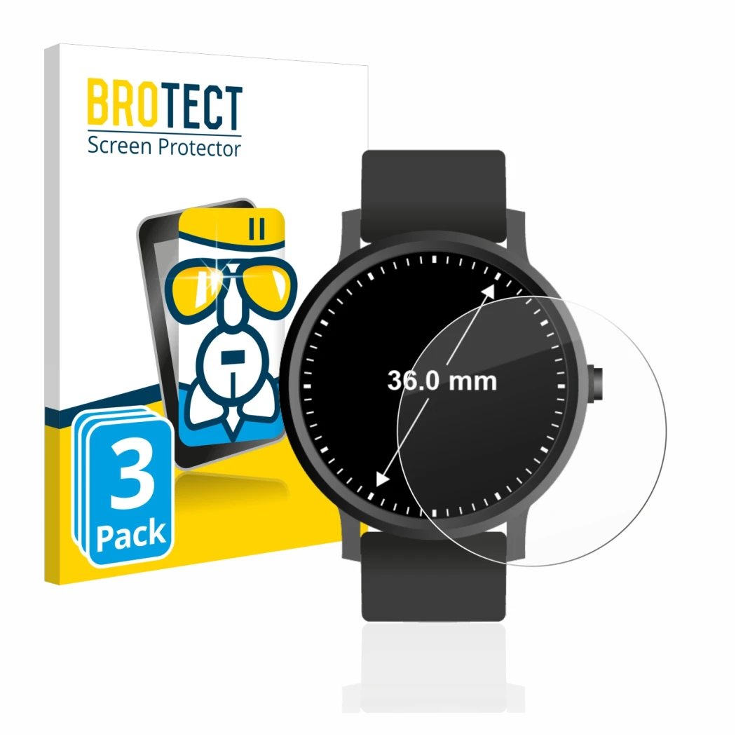 Parte frontale di una confezione del prodotto con il logo del marchio BROTECT. Accanto è raffigurato il dispositivo Orologi (C