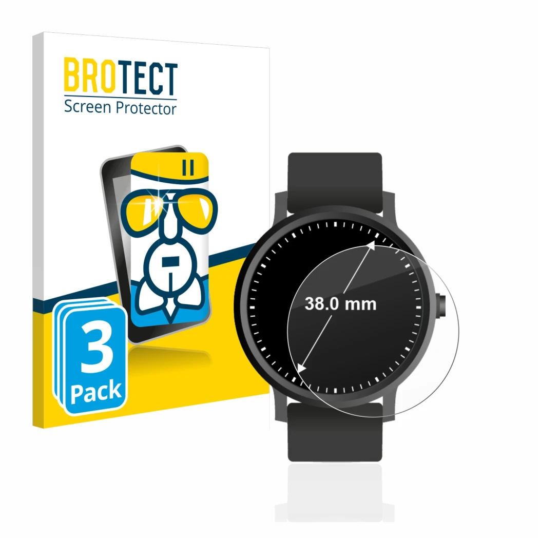 Parte frontale di una confezione del prodotto con il logo del marchio BROTECT. Accanto è raffigurato il dispositivo Orologi (C