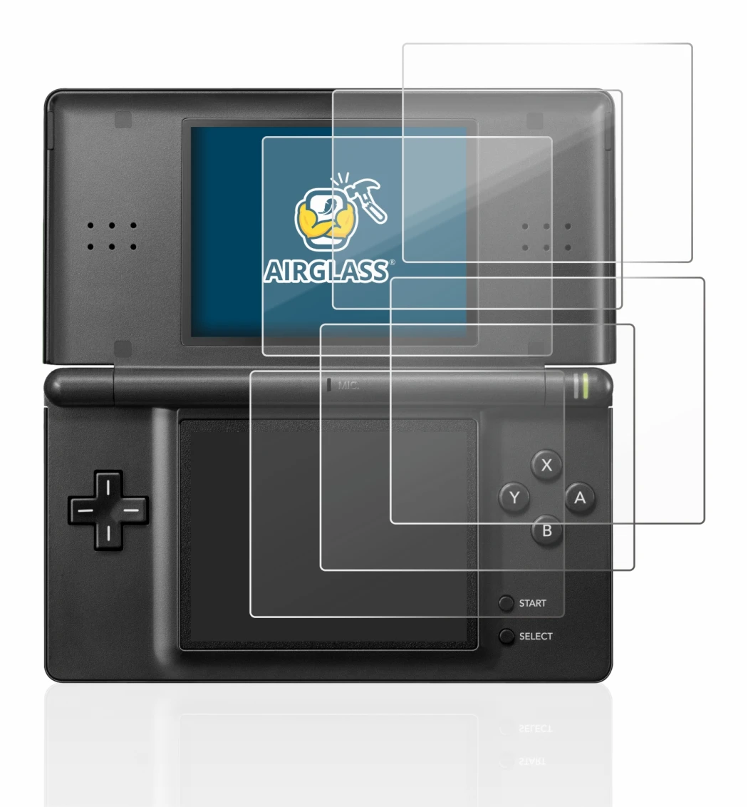 Immagine del dispositivo Nintendo DS LITE con un'ampia varietà di protezioni per lo schermo.