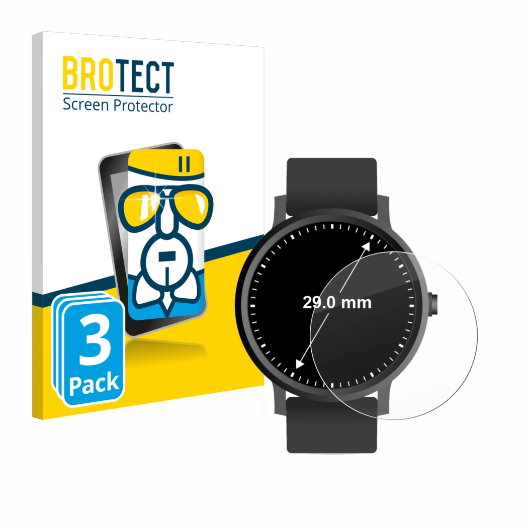 Parte frontale di una confezione del prodotto con il logo del marchio BROTECT. Accanto è raffigurato il dispositivo Orologi (C