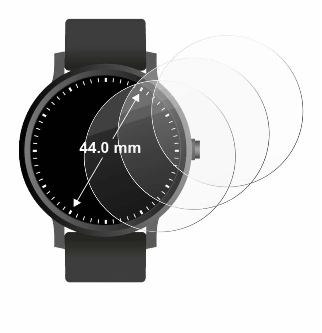 Immagine del dispositivo Orologi (Circolare, ø: 44 mm) con un'ampia varietà di protezioni per lo schermo.